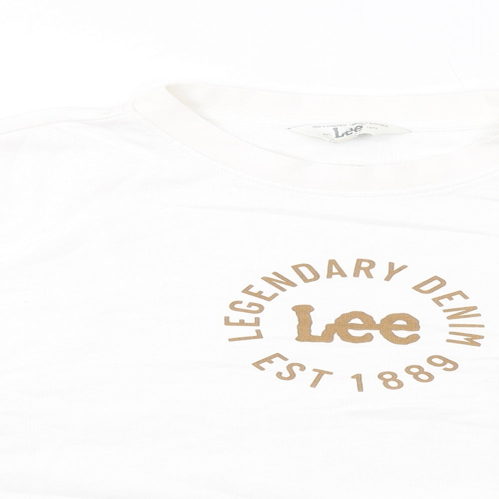 Lee Cooper Womens White Cotton Pullover Sweatshirt Size S Pullover