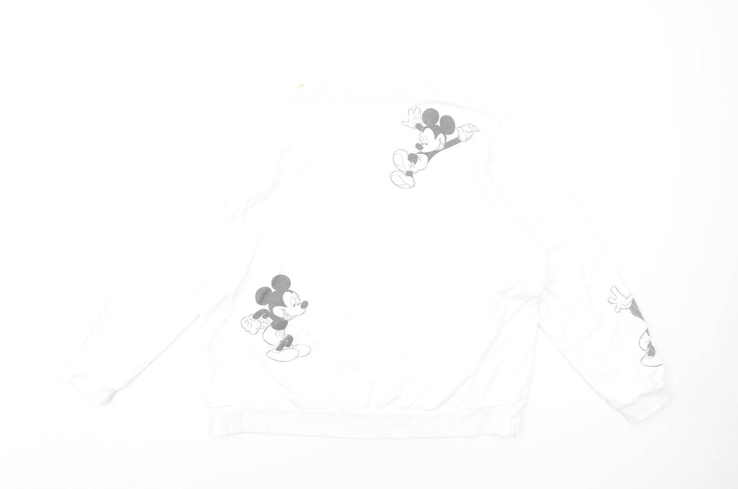 Disney Womens White Cotton Pullover Sweatshirt Size L Pullover - Mickey Mouse