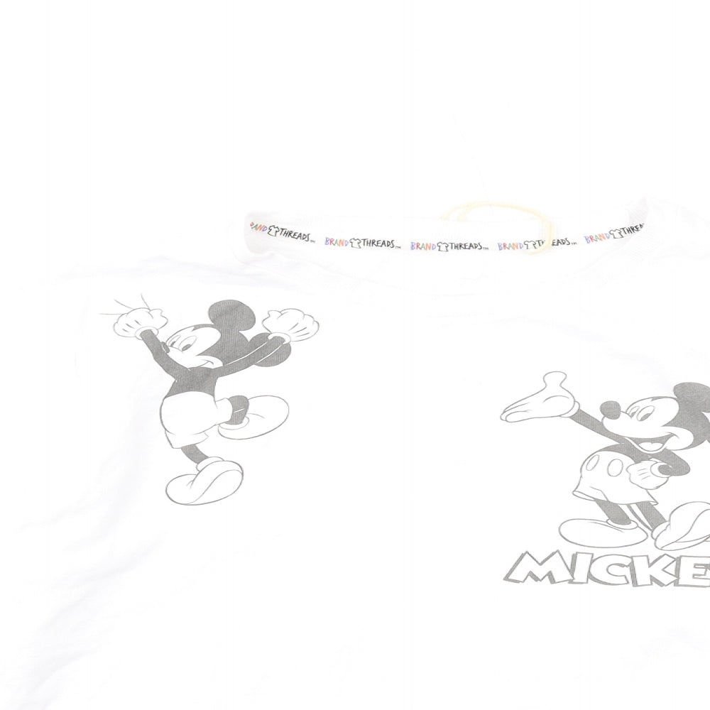 Disney Womens White Cotton Pullover Sweatshirt Size L Pullover - Mickey Mouse