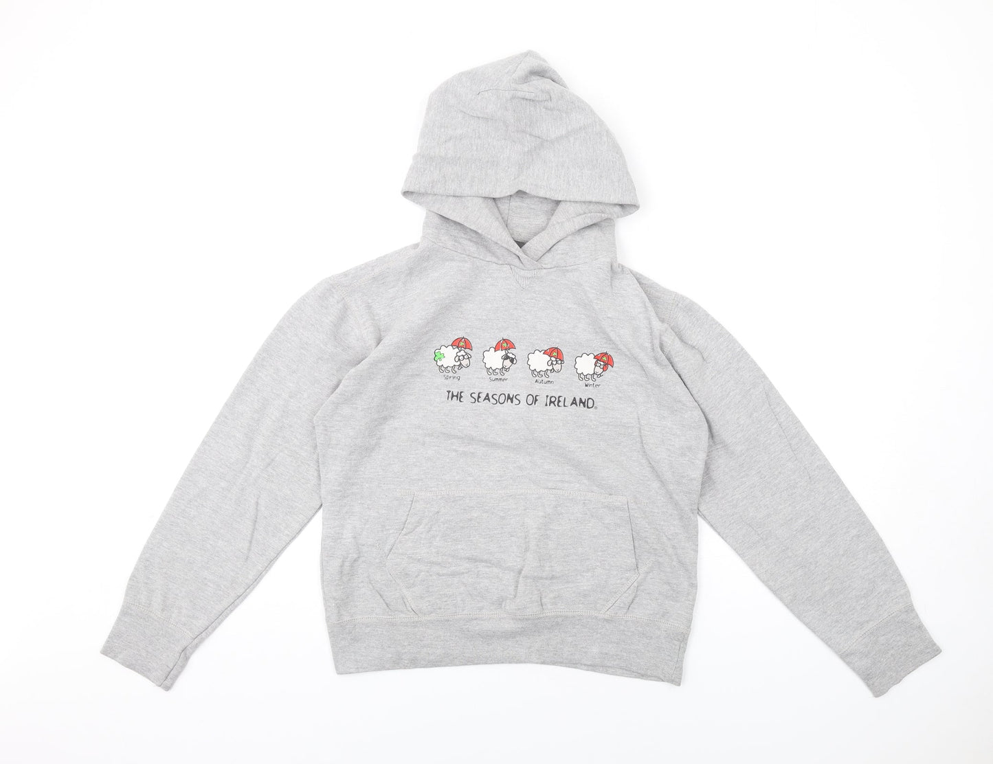 Random Boys Grey Polyester Pullover Hoodie Size 14-15 Years Pullover