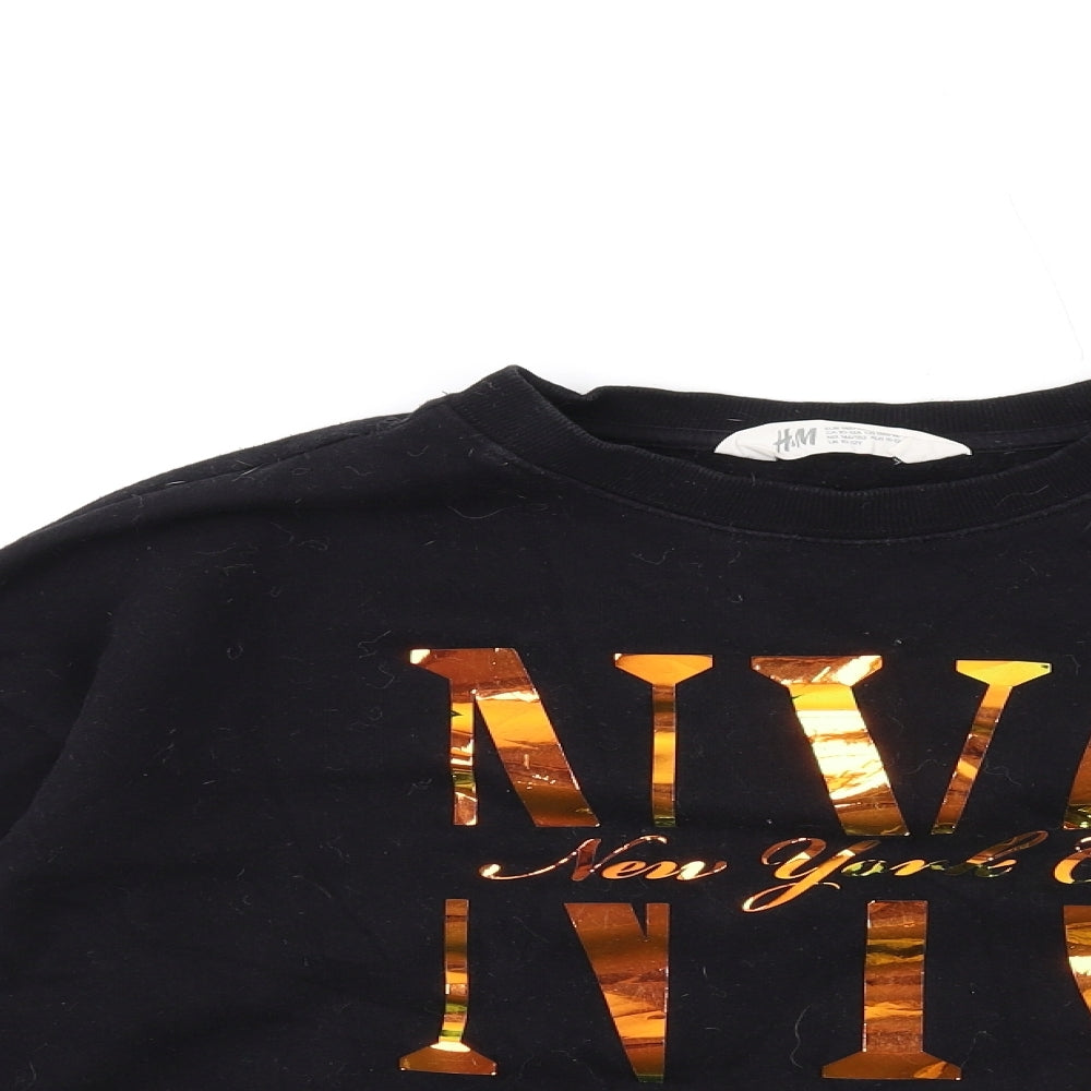 H&M Boys Black Cotton Pullover Sweatshirt Size 10-11 Years Pullover - NYC