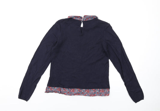 H&M Girls Blue Collared Acrylic Pullover Jumper Size 12-13 Years Button