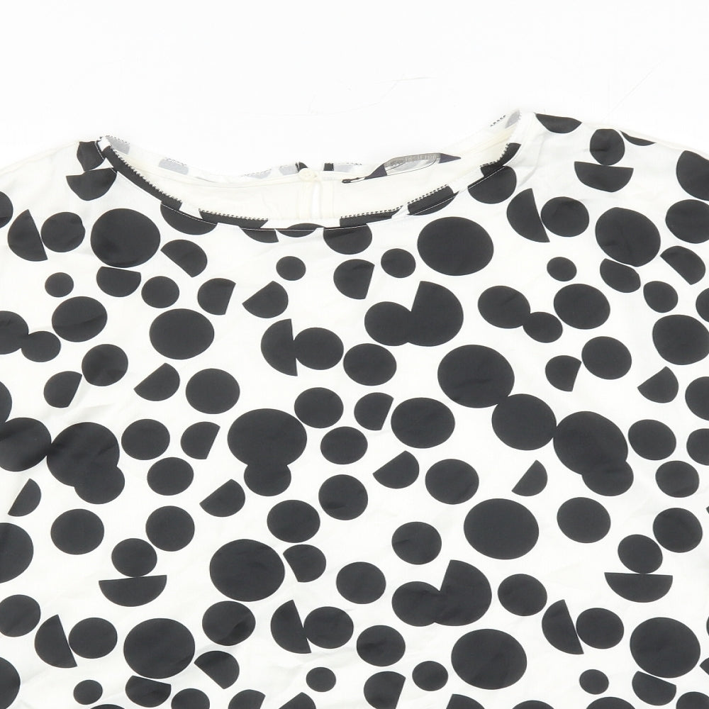 Marks and Spencer Womens White Polka Dot Viscose Basic Blouse Size 18 Round Neck