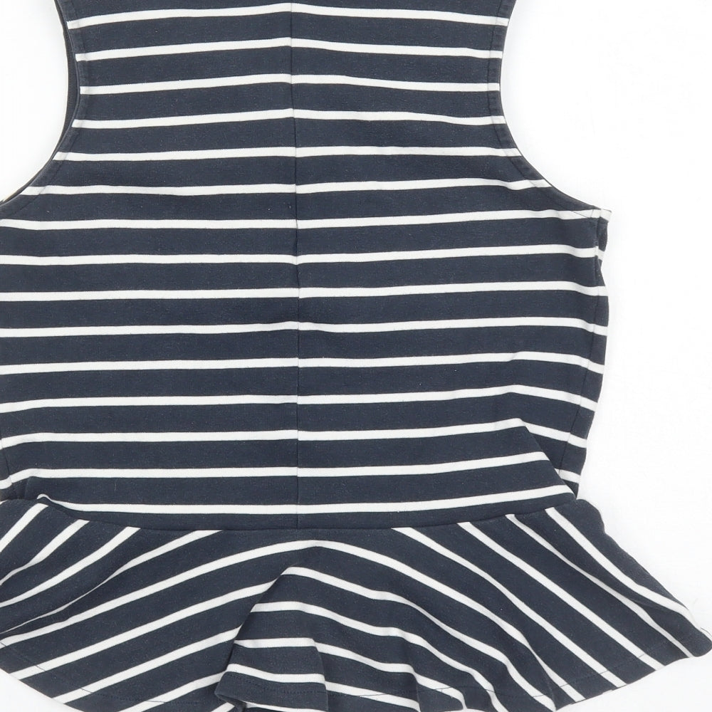 Jack Wills Womens Blue Striped Cotton Basic Tank Size 10 Round Neck - Peplum Style