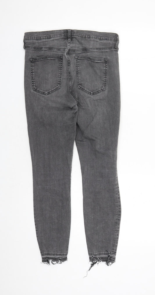 Gap Womens Grey Cotton Skinny Jeans Size 30 in L26 in Regular Button - Raw Hems