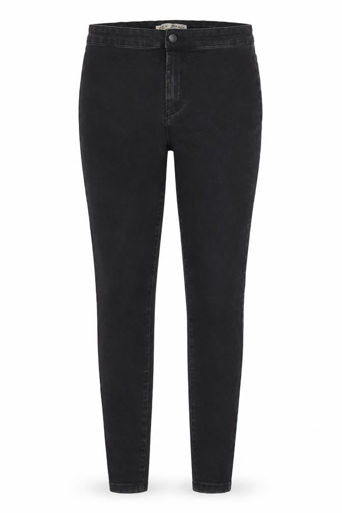 Front view of Denim & Co. women’s black polyester skinny jeans, size UK 10, 27-inch leg regular zip