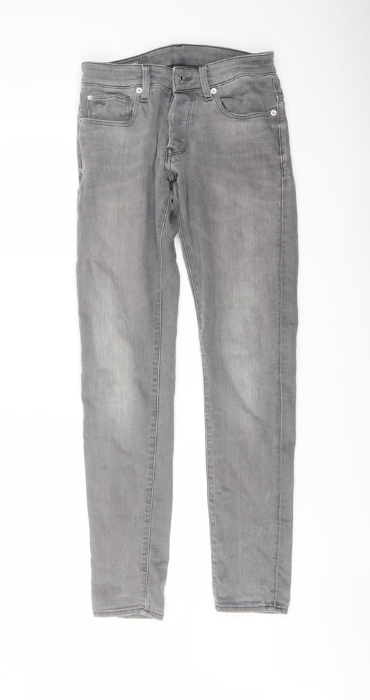 Raw Mens Grey Cotton Skinny Jeans Size 28 in L32 in Regular Button