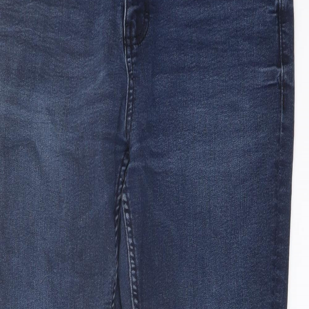 Marks and Spencer Womens Blue Cotton Skinny Jeans Size 12 L26 in Regular Button