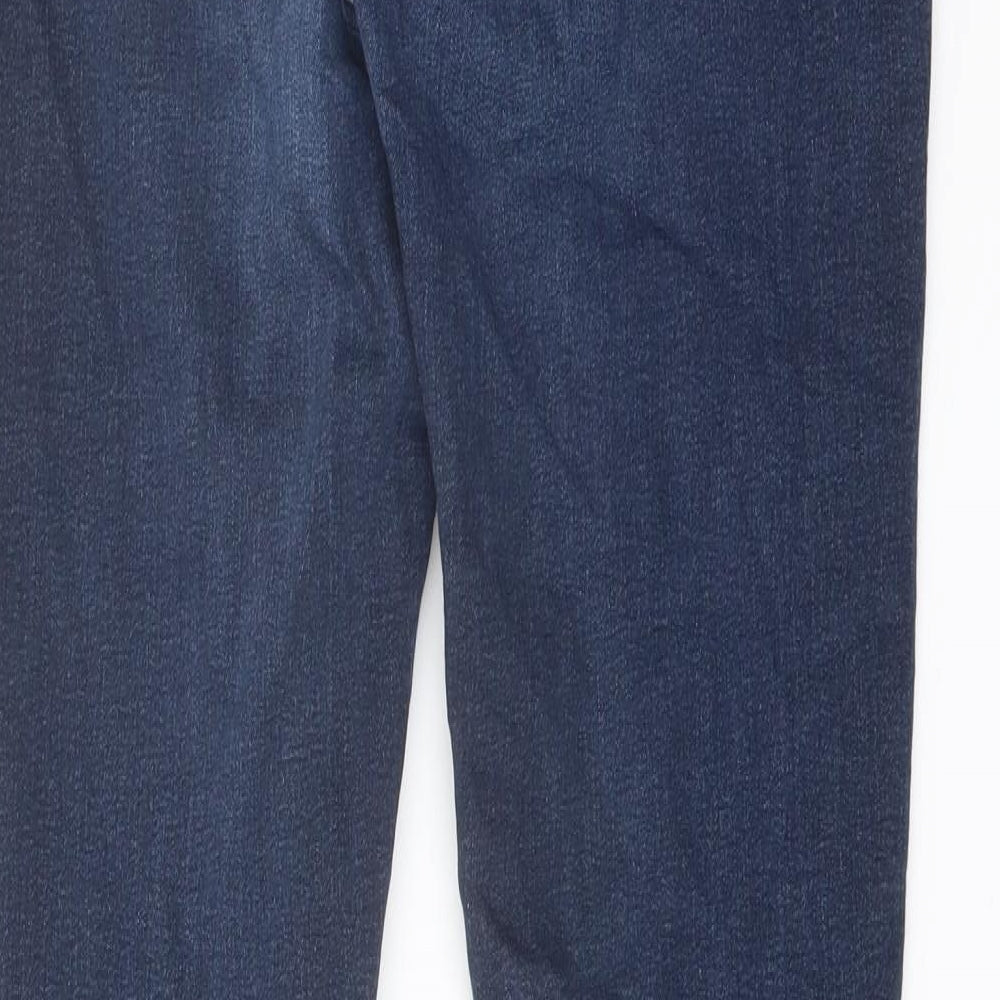 Marks and Spencer Womens Blue Cotton Skinny Jeans Size 12 L26 in Regular Button
