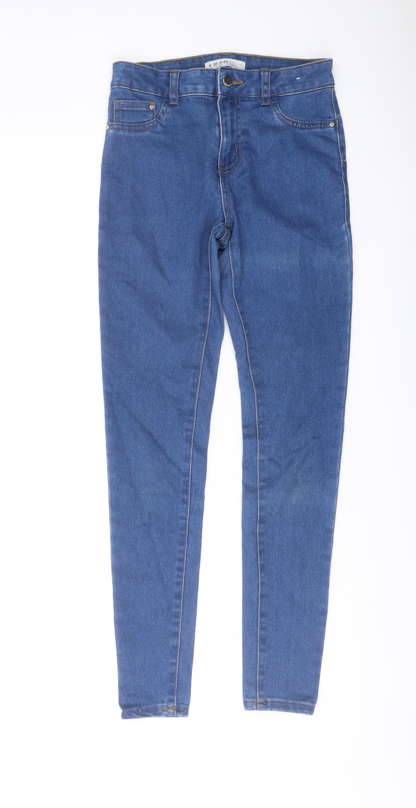 Denim & Co. Womens Blue Cotton Skinny Jeans Size 8 L29 in Regular Button