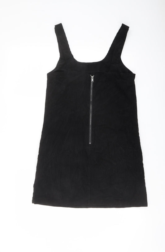 New Look Womens Black Cotton A-Line Size 8 Round Neck Zip