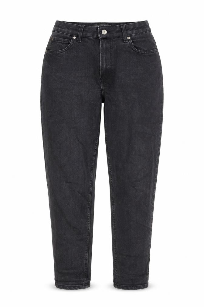Front view of Denim & Co. women’s grey cotton mom jeans, size UK 12, 28-inch leg regular button