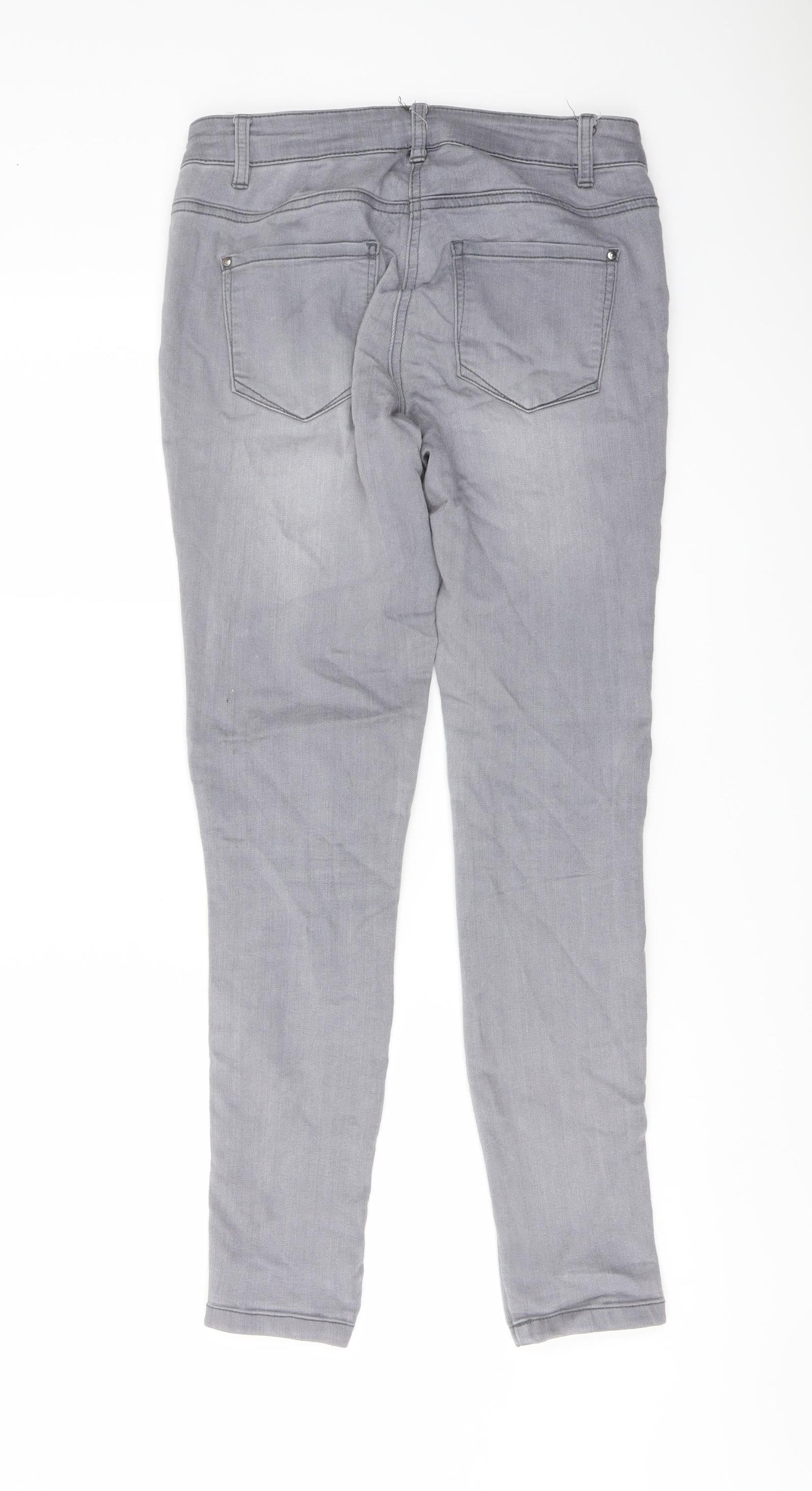 TU Womens Grey Cotton Skinny Jeans Size 10 L29 in Regular Button