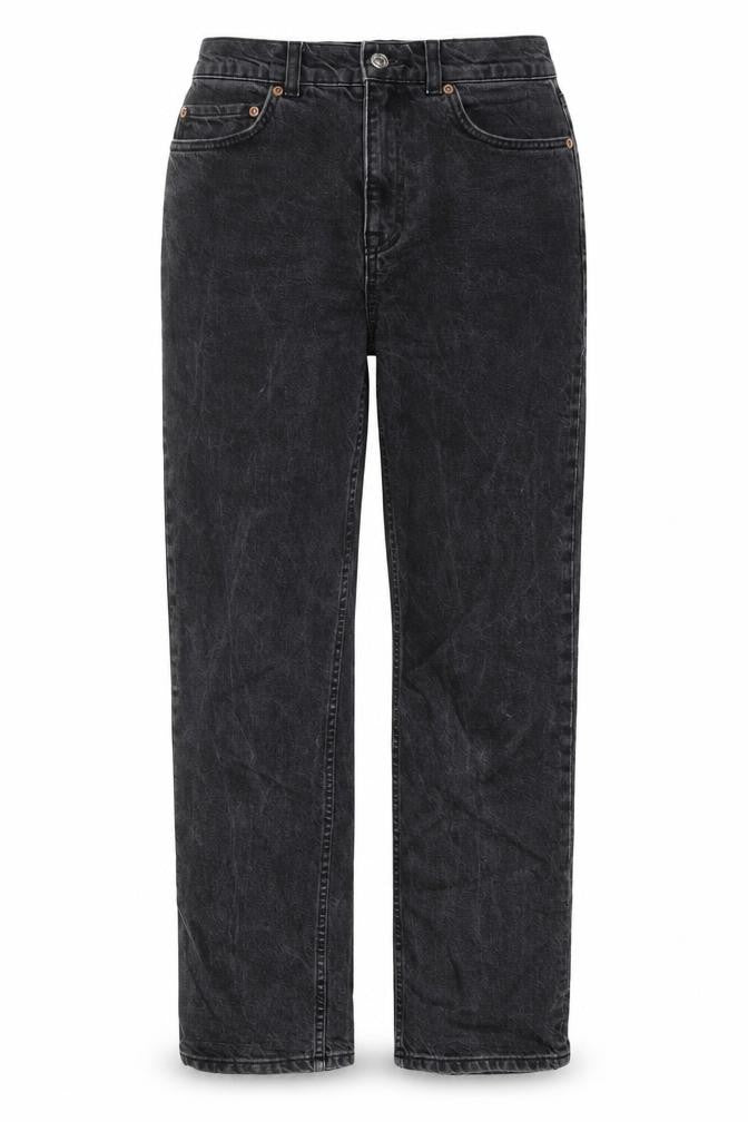 Front view of ASOS women’s grey cotton mom jeans, size UK 28, in, 28-inch leg regular button