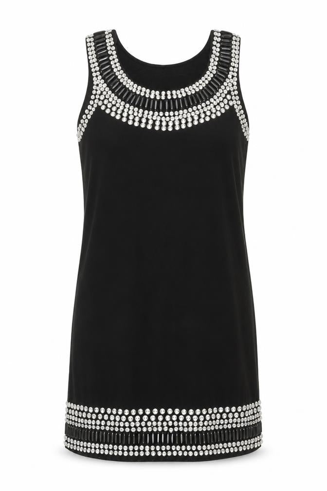 Maxmui Women's Black Sleeveless Beaded Party Dress M