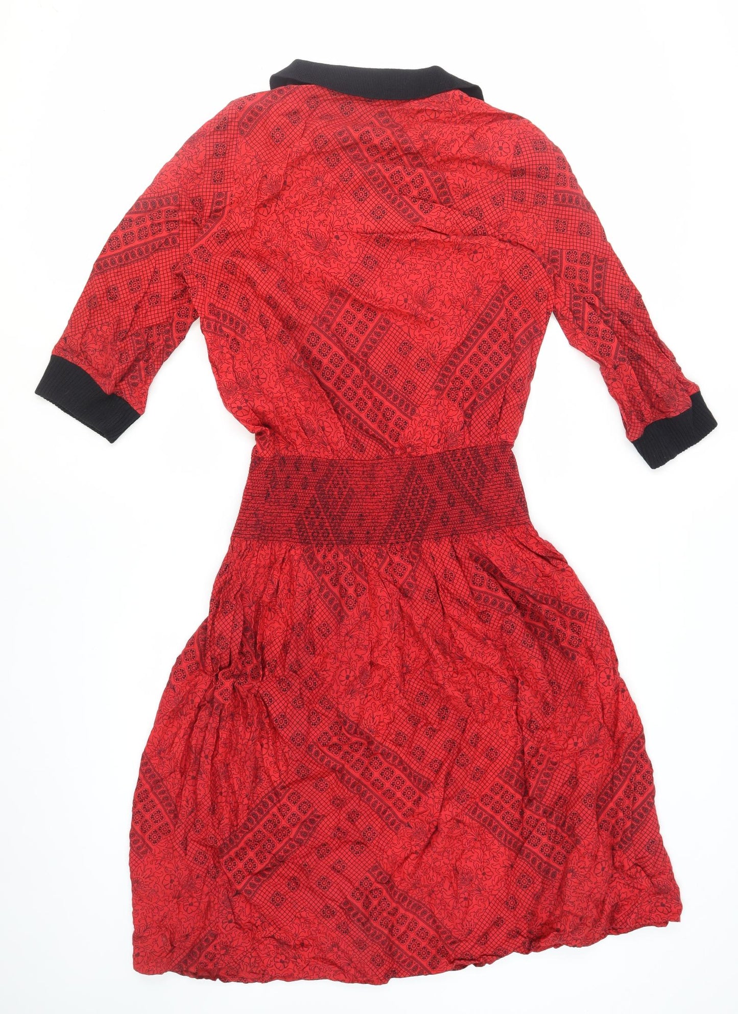 Richards Women's Red 3/4 Sleeve Geometric Dress