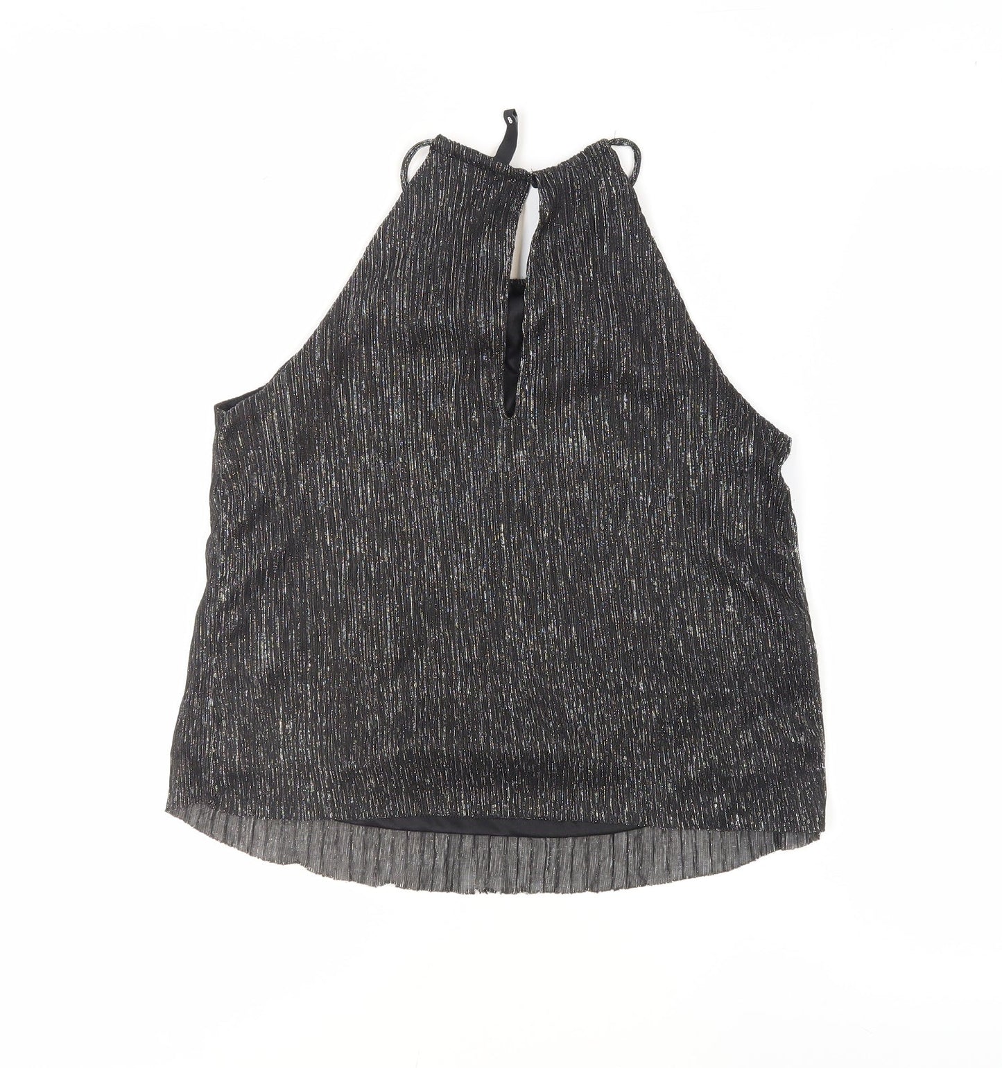 H&M Women's Black Metallic Halter Tank Top Size 6