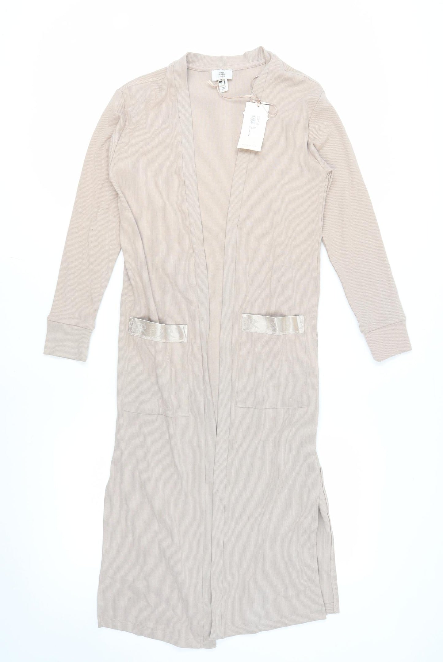 River Island Women's Beige Long Coatigan Size S Petites