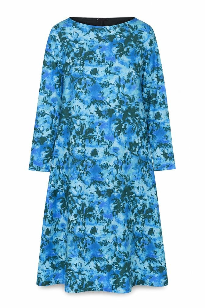 Marks and Spencer Womens Blue Floral Polyester A-Line Size 12 Square Neck Pullover