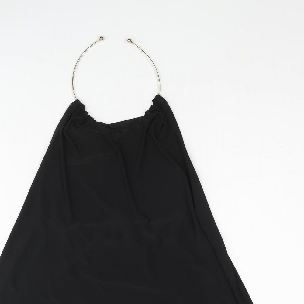 Boohoo Womens Black Polyester Camisole Blouse Size 8 Halter - Bull Ring Neck