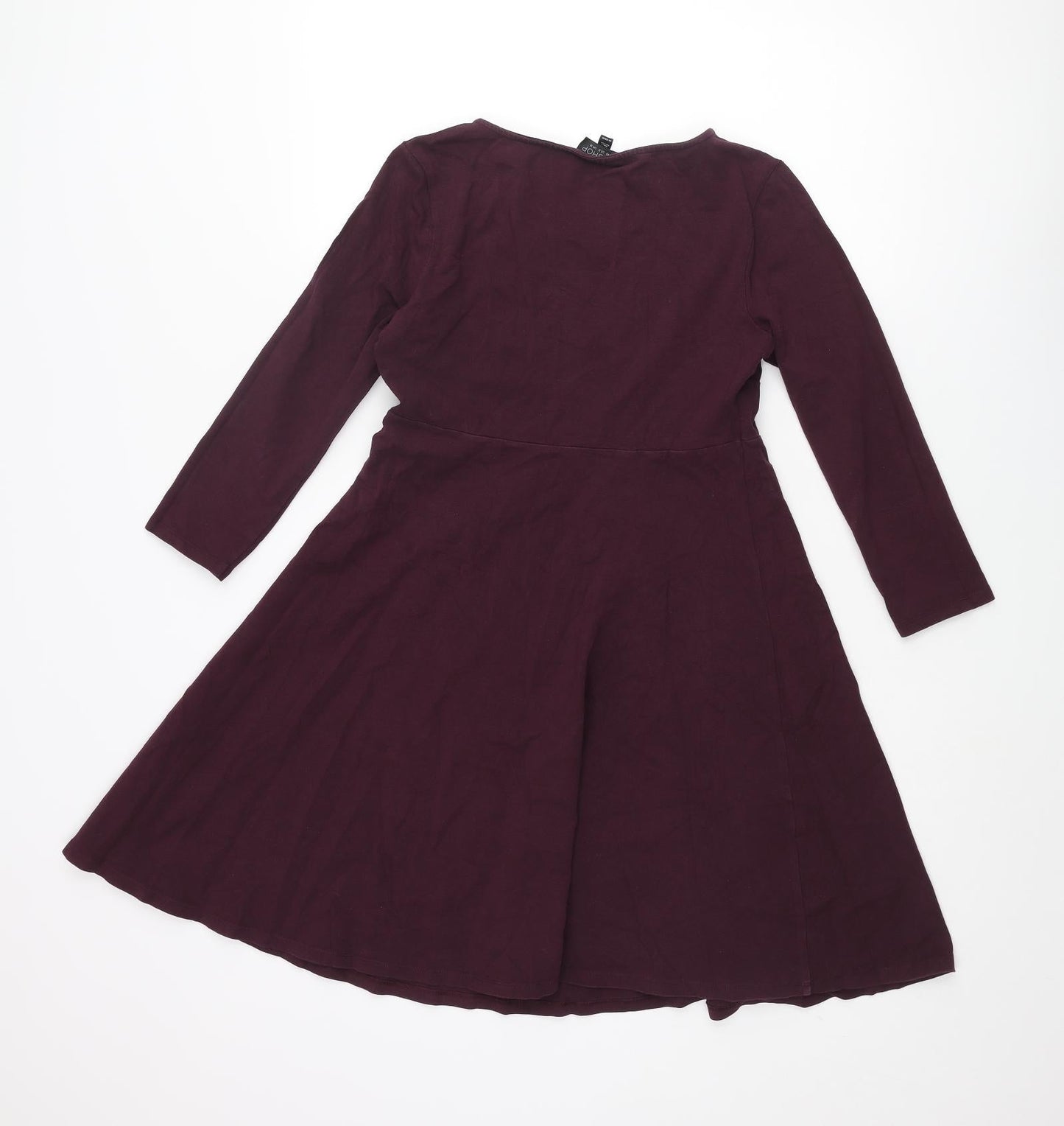 Topshop Womens Purple Cotton A-Line Size 12 Round Neck Pullover