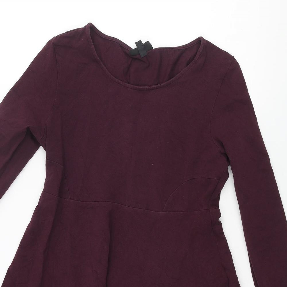 Topshop Womens Purple Cotton A-Line Size 12 Round Neck Pullover