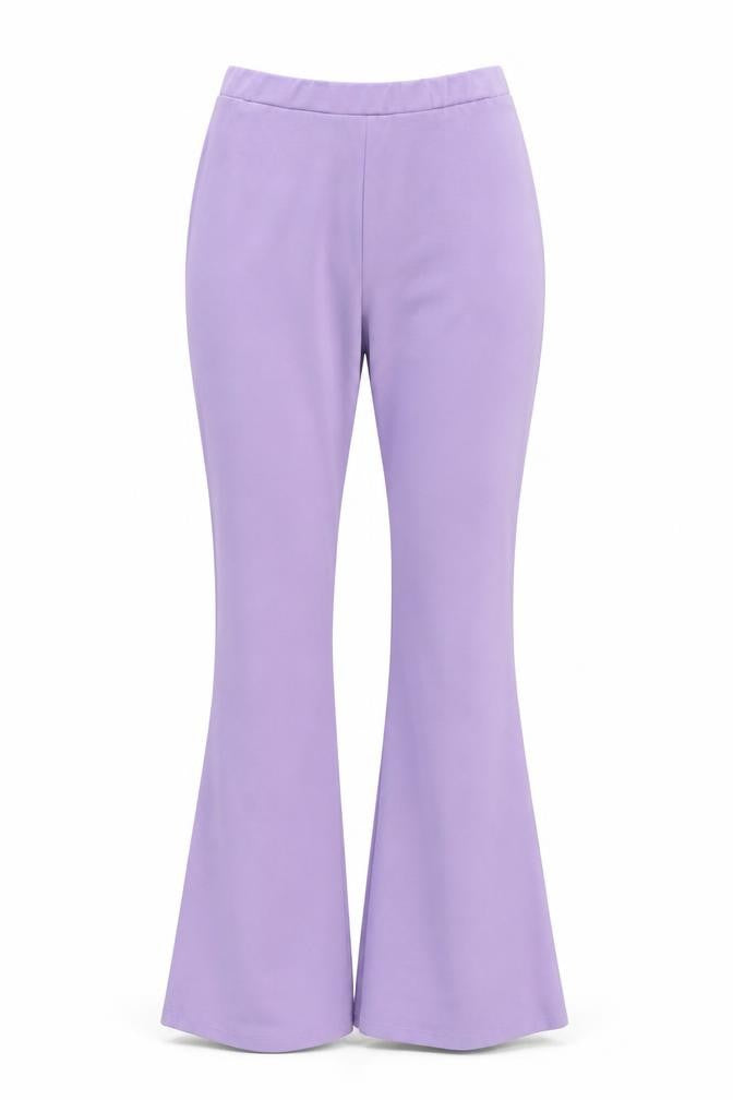 Front view of ASOS women’s purple polyester trousers, size UK 6, 31-inch leg regular