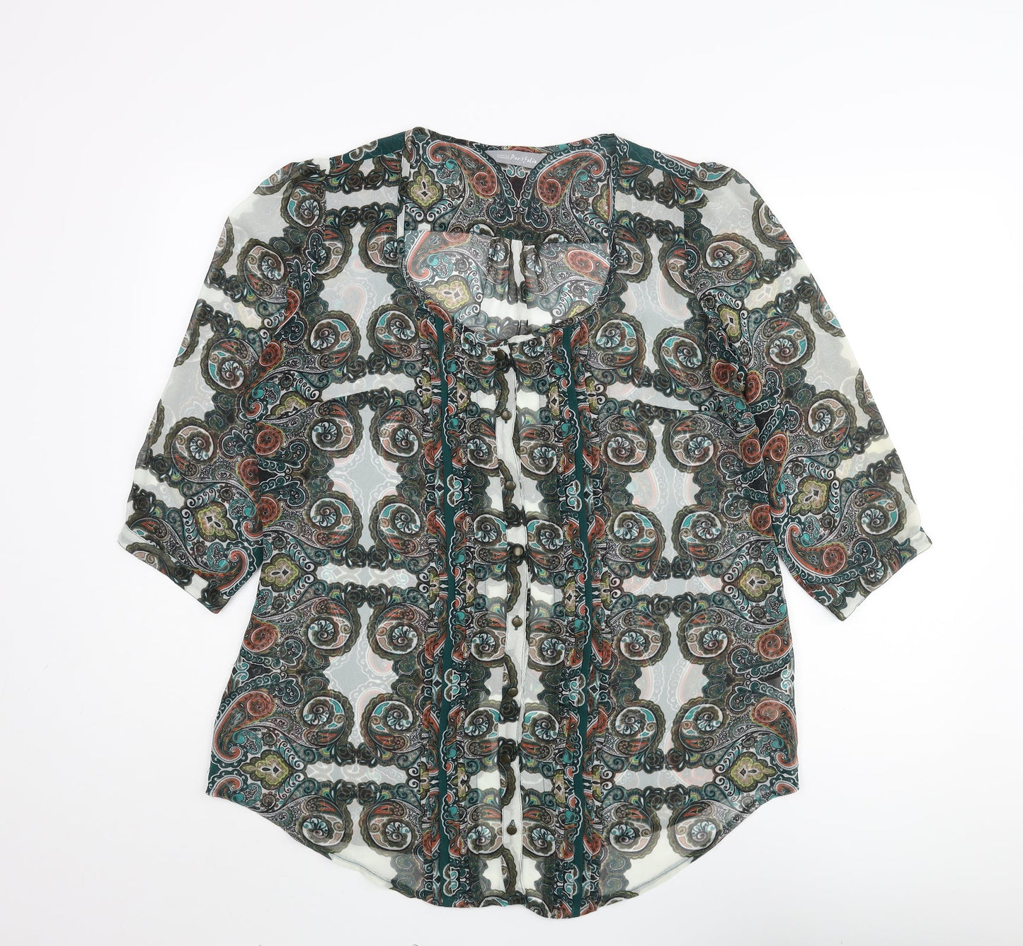 Marks and Spencer Womens Multicoloured Paisley Polyester Tunic Blouse Size 14 Scoop Neck