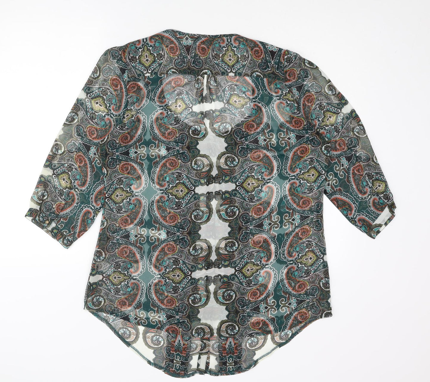 Marks and Spencer Womens Multicoloured Paisley Polyester Tunic Blouse Size 14 Scoop Neck