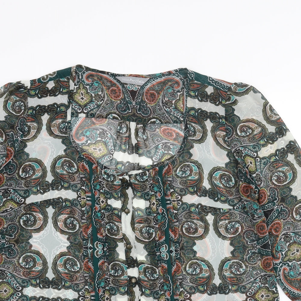 Marks and Spencer Womens Multicoloured Paisley Polyester Tunic Blouse Size 14 Scoop Neck