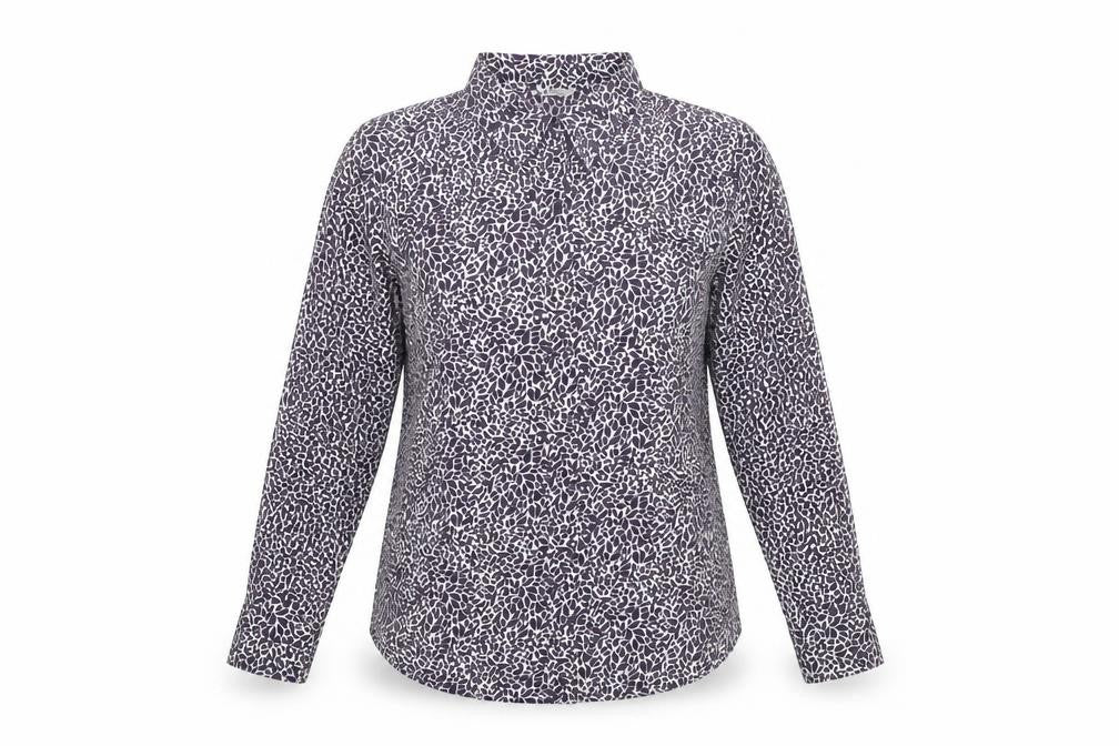 Marks and Spencer Womens Purple Geometric Polyester Basic Button-Up Size 16 Collared