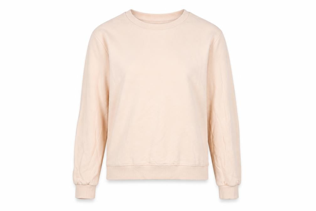 Front view of ASOS women’s pink 100% cotton pullover sweatshirt, size UK 6, pullover