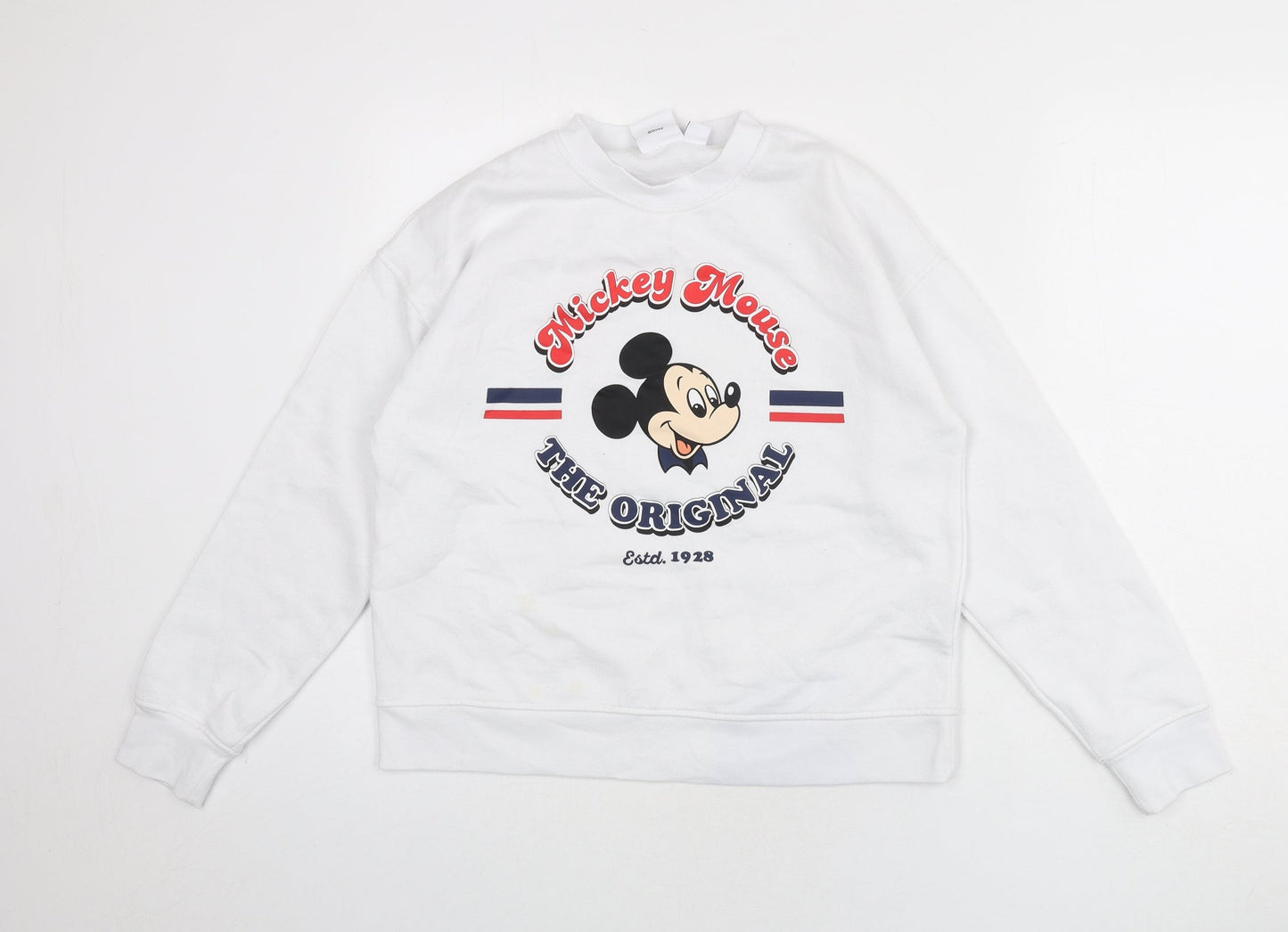 Disney Womens White Polyester Pullover Sweatshirt Size 6 Pullover - Size 6-8, Mickey Mouse