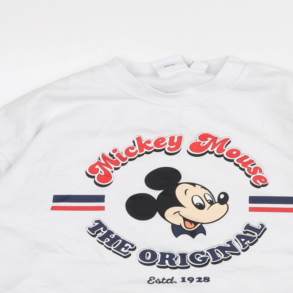 Disney Womens White Polyester Pullover Sweatshirt Size 6 Pullover - Size 6-8, Mickey Mouse