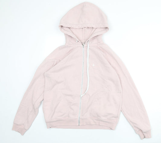 Jack Wills Womens Pink Cotton Full Zip Hoodie Size 14 Zip