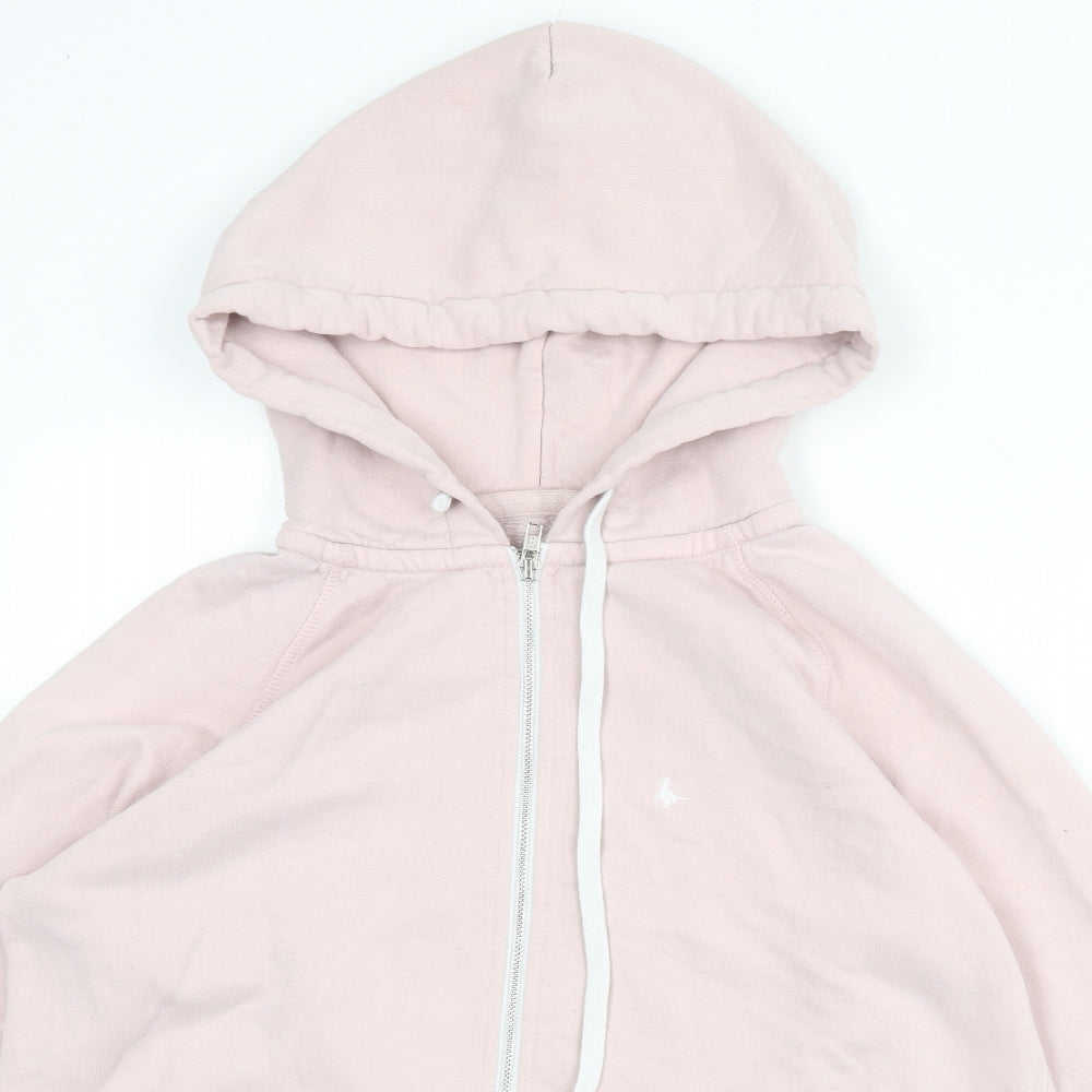 Jack Wills Womens Pink Cotton Full Zip Hoodie Size 14 Zip