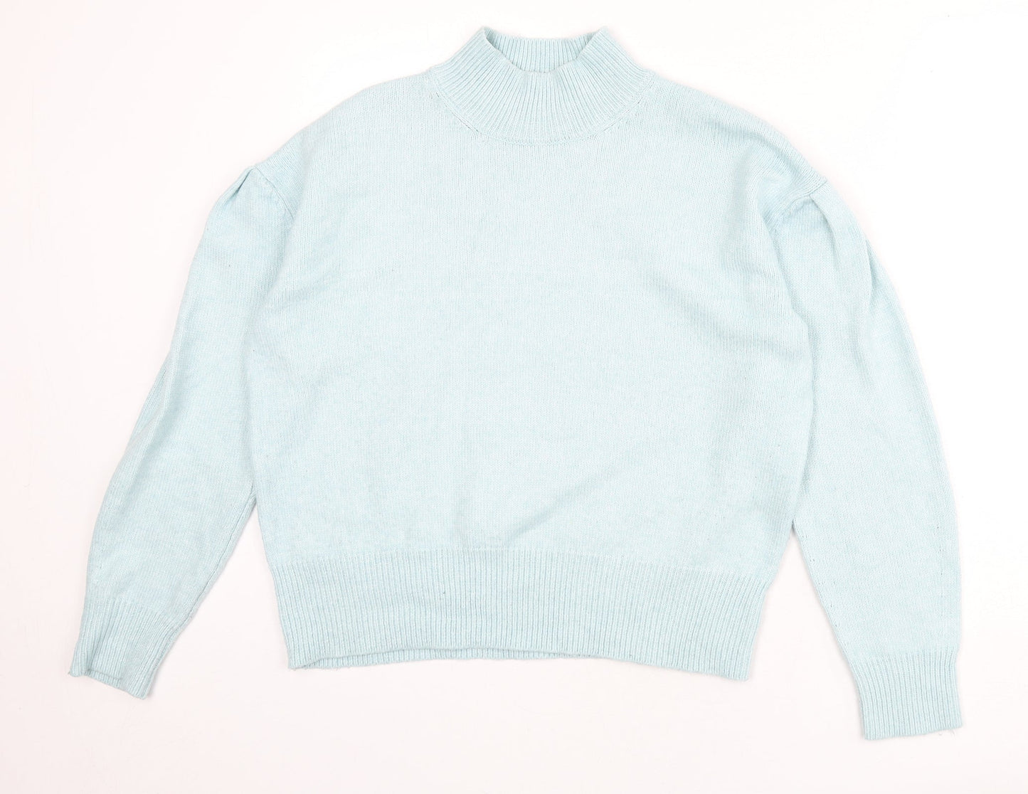 Marks and Spencer Womens Blue Mock Neck Polyester Pullover Jumper Size M