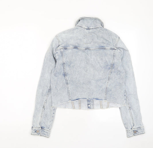 Hollister Womens Blue Jacket Size S Button - Distressed, Pockets