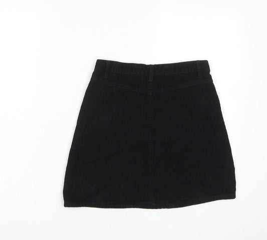 Denim & Co. Womens Black Polyester A-Line Skirt Size 6 Zip