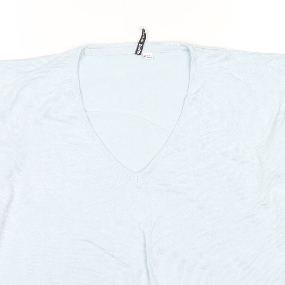 Capsule Womens Blue V-Neck Viscose Pullover Jumper Size 12