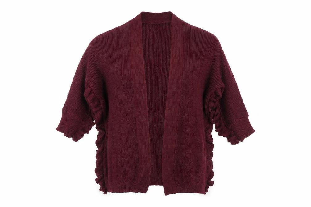 Mango Womens Red V-Neck Acrylic Cardigan Jumper Size XS