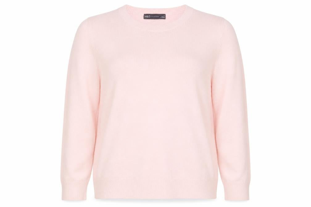 Marks and Spencer Womens Pink Round Neck Acrylic Pullover Jumper Size 14