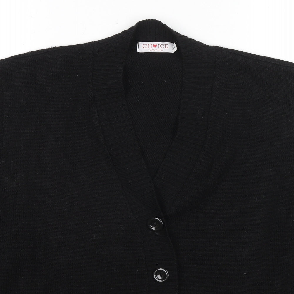 Choice Womens Black V-Neck Acrylic Cardigan Jumper Size L