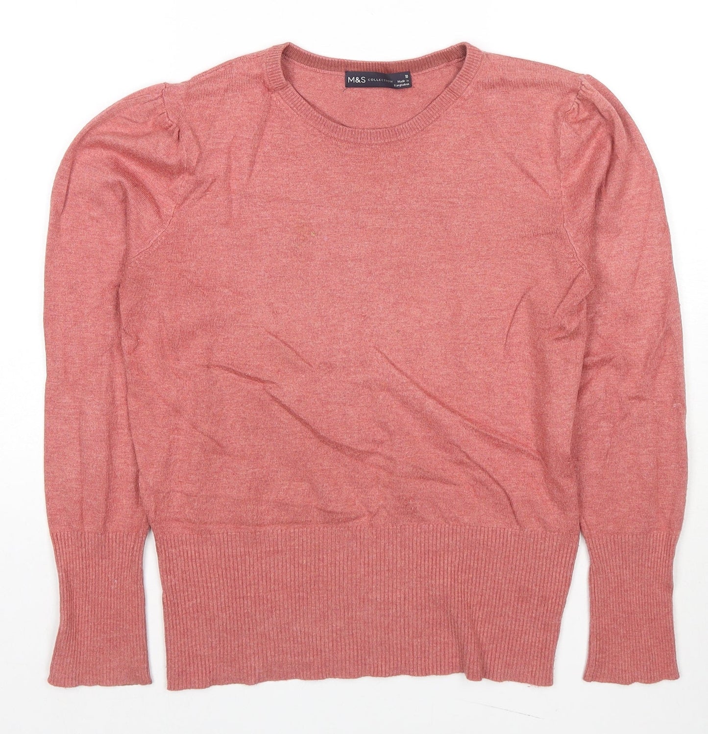 marks Womens Beige Round Neck Viscose Pullover Jumper Size 10