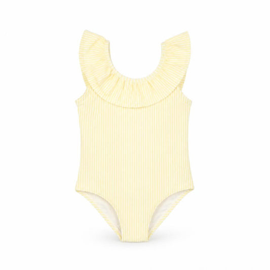 Marks and Spencer Girls Yellow Striped Polyester Bodysuit Outfit/Set Size 9-12 Months Pullover - Swimming Costume