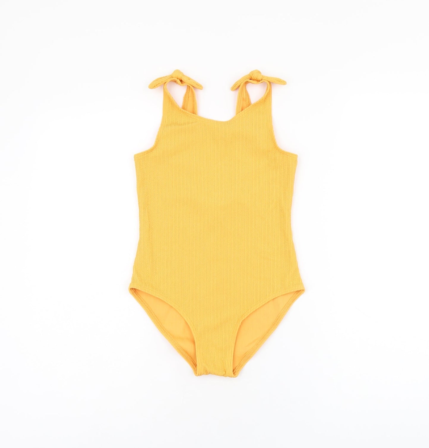 Marks and Spencer Girls Orange Polyester Bodysuit One-Piece Size 9-10 Years Pullover - Swimming Costume