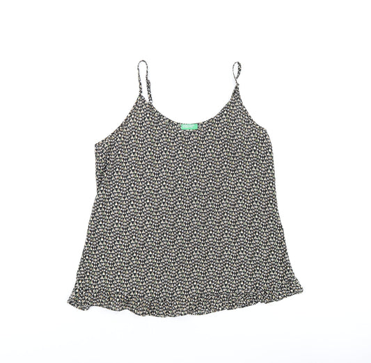United Colors of Benetton Womens Multicoloured Geometric Polyester Camisole T-Shirt Size S V-Neck