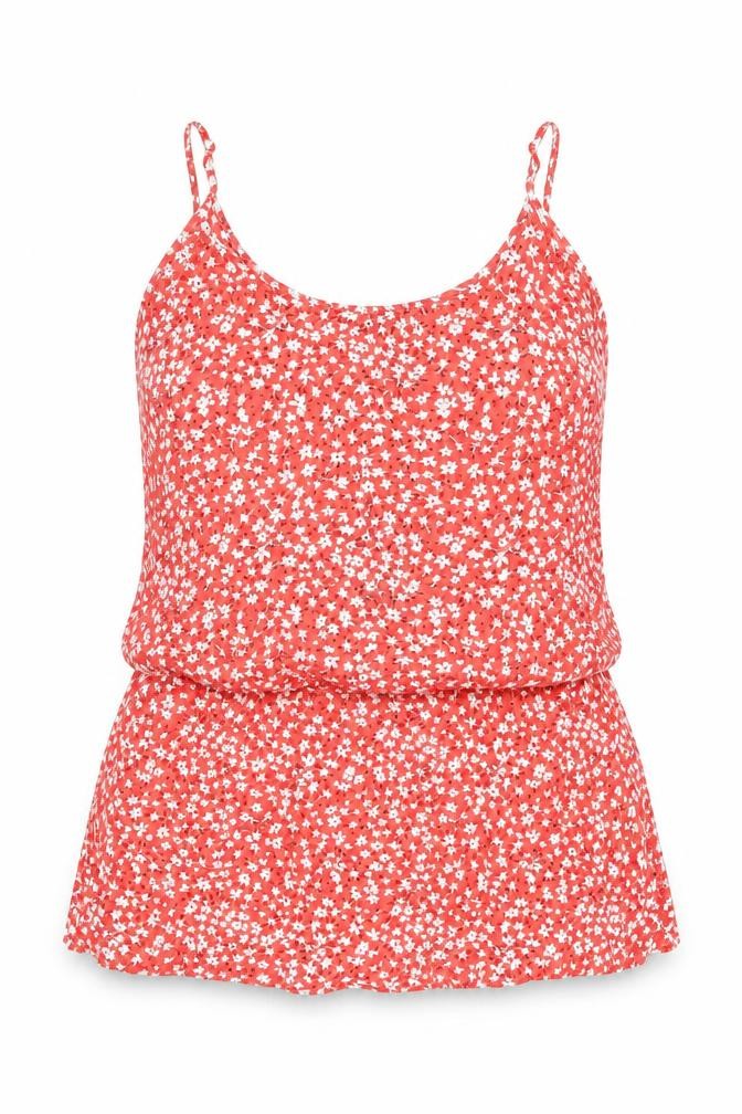 Studio Womens Red Floral Viscose Camisole T-Shirt Size 16 Scoop Neck - Size 16/18