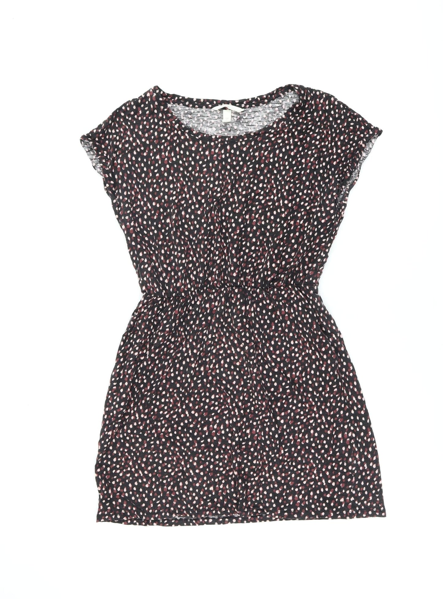 H&M Womens Black Geometric Cotton Mini Size S Round Neck Pullover