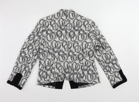 Kasper Womens Black Geometric Jacket Blazer Size 12 Button